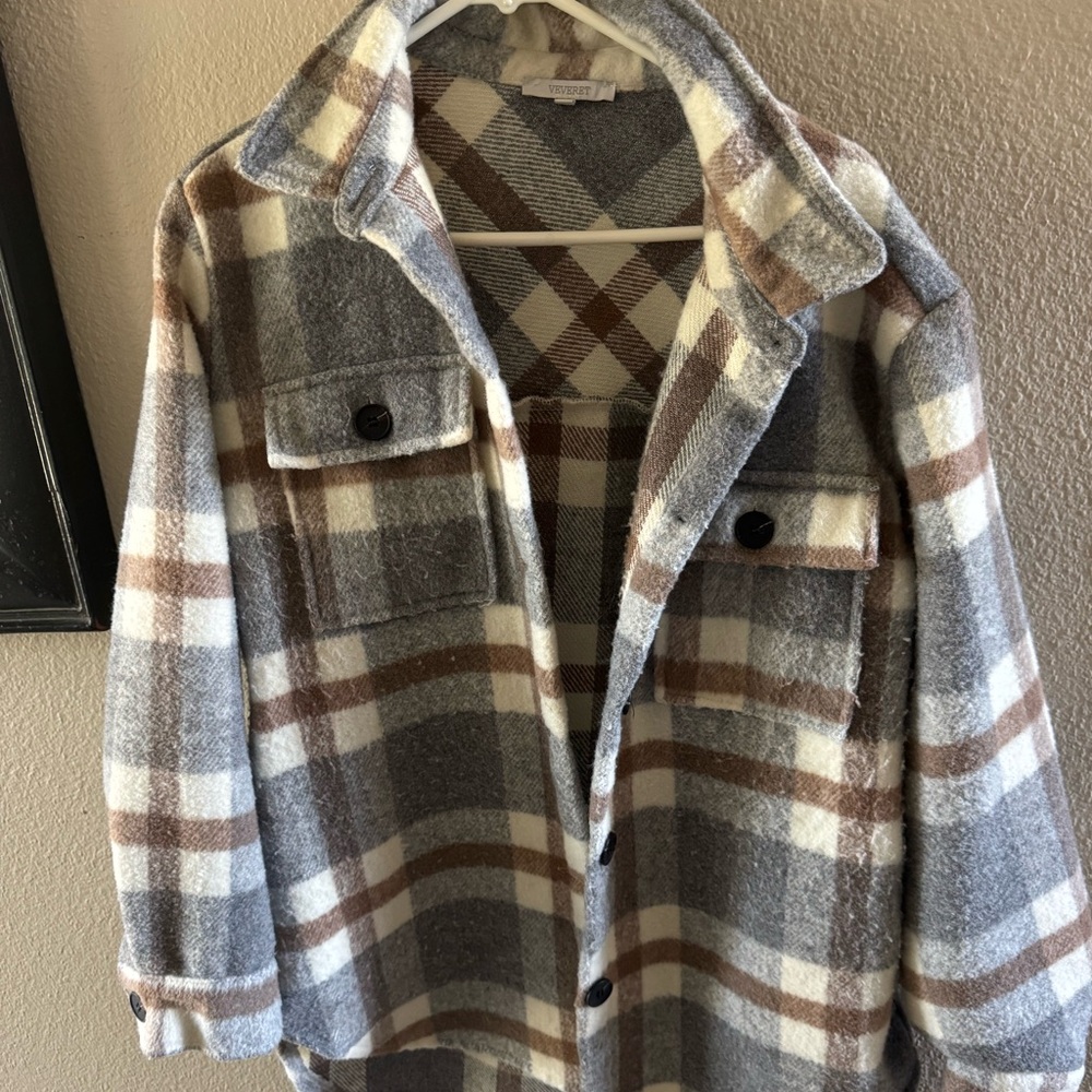 Brown and Gray Flannel Jacket
